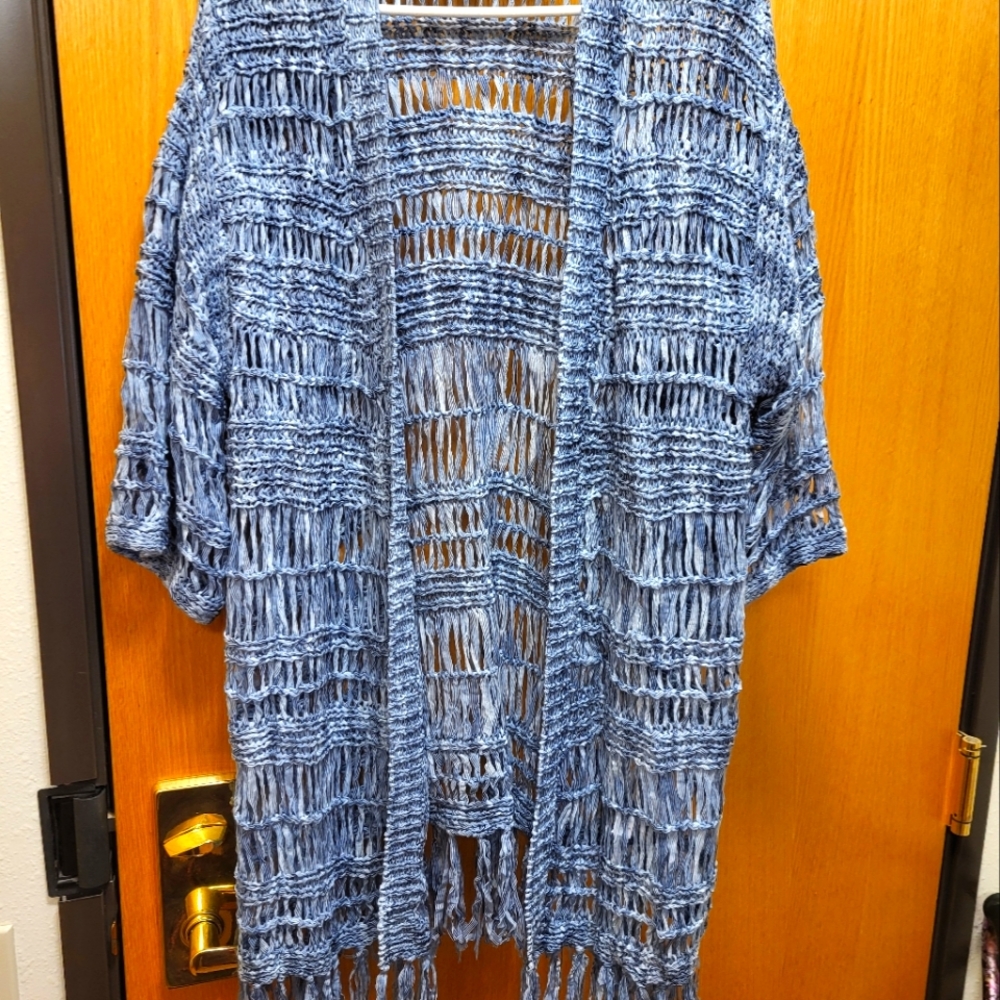 Cardigan by Roman's Size L(18w-20w), color  blues